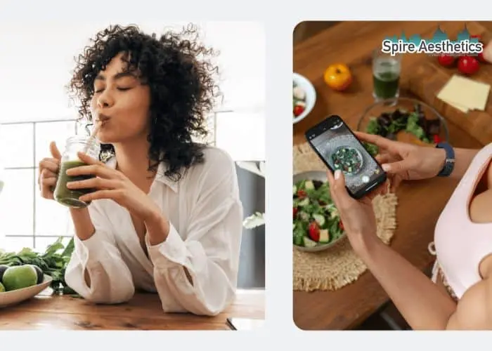Image of woman looking into her diet and fat freezing Salford Priors to improve her health