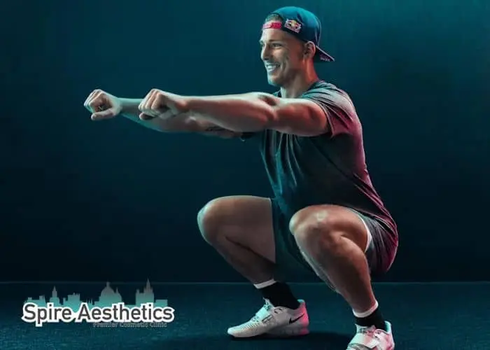 Image of man build leg muscle Salford Priors through exercise